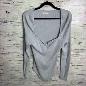 Abercrombie & Fitch Knit V-Neck Sweater Bodysuit blue size xl NWT
